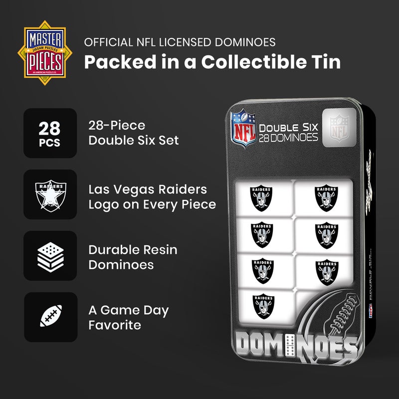 MasterPieces Game Day - NFL Las Vegas Raiders - 28 Piece Team Logo Double Six Domino Set - Image 2
